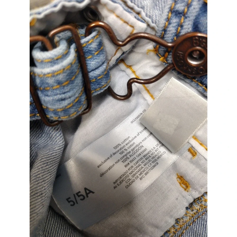 OshKosh Bgosh Kids Denim Shortalls Blue Distressed Bib Overalls Size 5